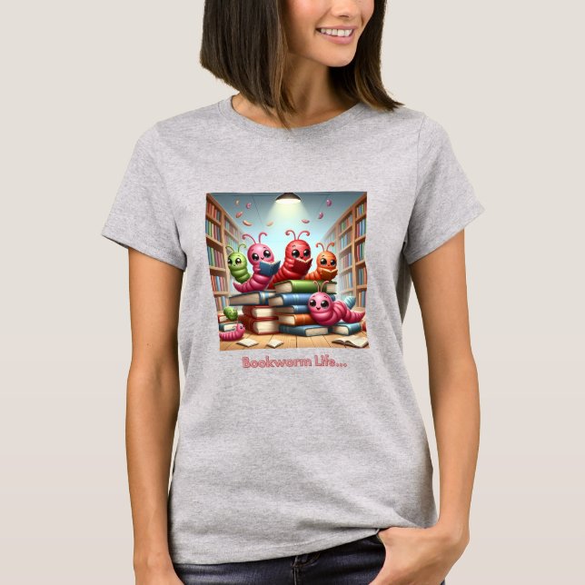 School Library Bookworm Life T-shirt (Front)