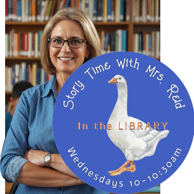 School Library Time Sticker White Goose Teacher (Creator Uploaded)