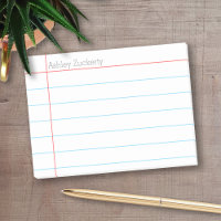 School Lined Paper Blue with Red Teacher Name