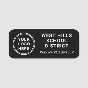 School Logo Parent Volunteer Black Name Tag