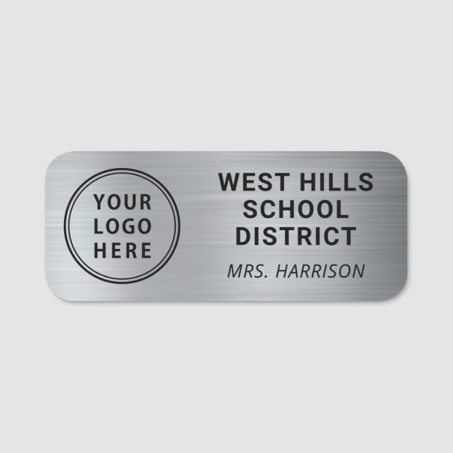 School Logo Silver Name Tag (Front)