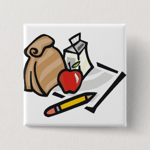 School Lunch 15 Cm Square Badge