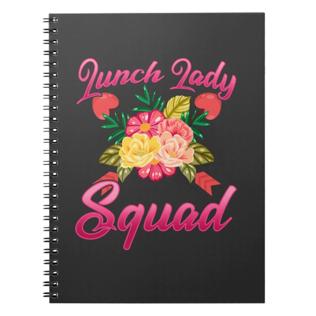 School Lunch Lady Squad Cafeteria Woman Notebook (Front)