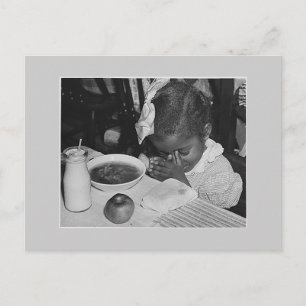 School lunch program, 1930s postcard