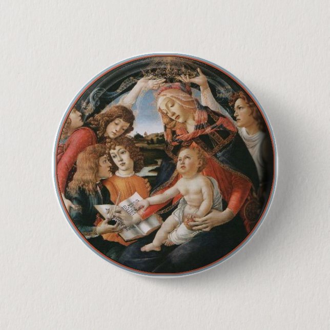 School Marm Madonna.Botticelli 6 Cm Round Badge (Front)