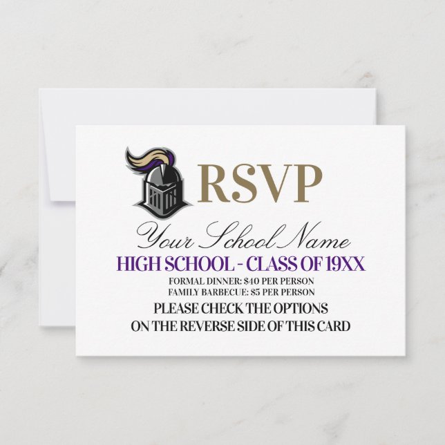 School Mascot Class Reunion RSVP Card (Front)