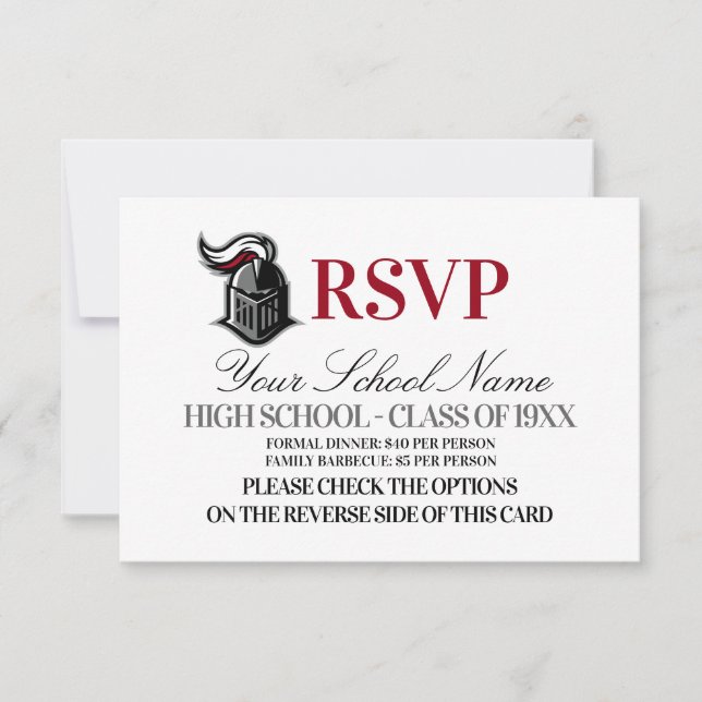 School Mascot Class Reunion RSVP Card (Front)