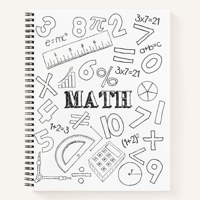 School Math Teacher Doodle Math Art Colouring Scho Notebook (Front)
