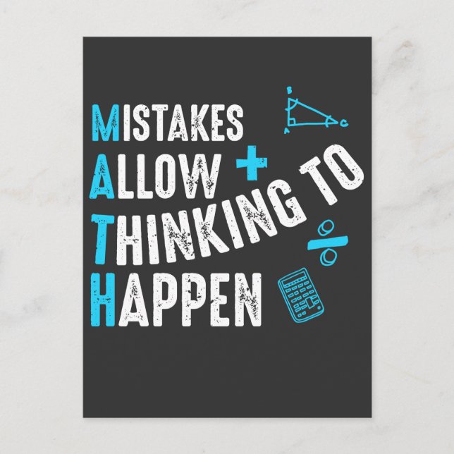 School Math Teacher Mistakes Allow Thinking to Hap Postcard (Front)