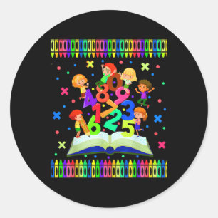 School Maths Day, Timetables, International Math O Classic Round Sticker