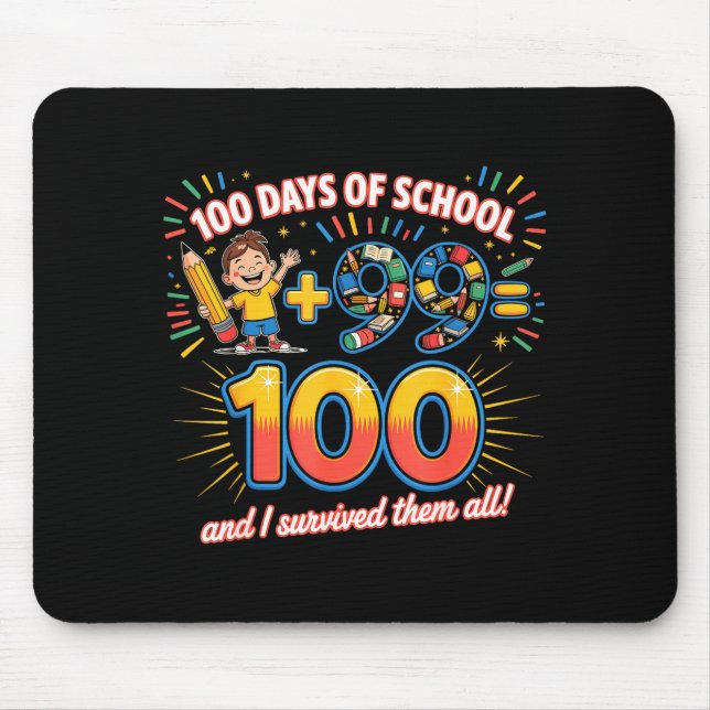 School Milestone 100 Days Learning Design Teachers Mouse Pad (Front)