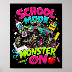 School Mode Monster On Crusher Monster Truck Back Poster