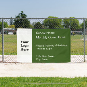 School Monthly Open House Green & White Your Logo Banner