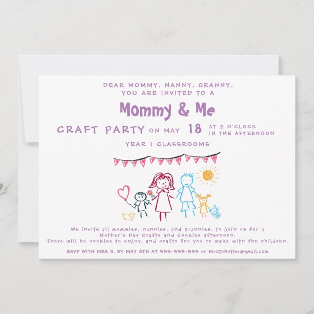 School Mummy & Me Mother's Day Celebration Party Invitation (Front)
