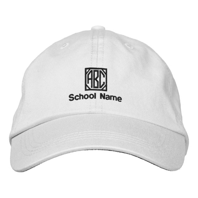 School Name, Your Initials- Embroidered Hat (Front)