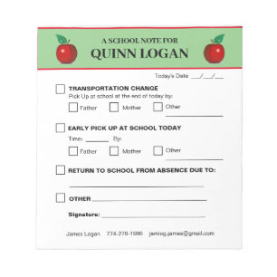 School Notepad for Quinn Logan
