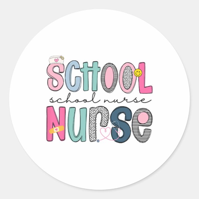 School Nurse Appreciation Day For Best Nurses Back Classic Round Sticker (Front)
