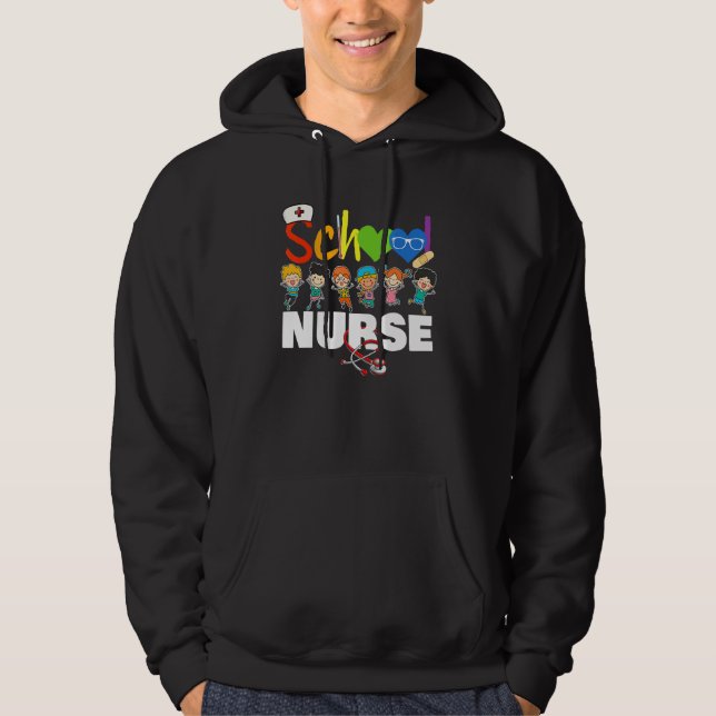 School Nurse Appreciation Stethoscope Nursing Back Hoodie (Front)