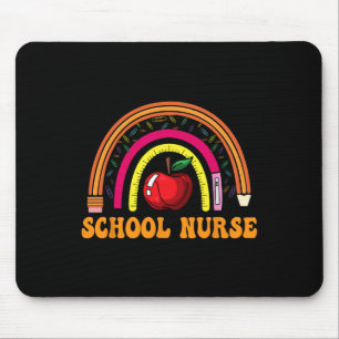 School Nurse Back To School Rainbow Pencil Apple N Mouse Pad