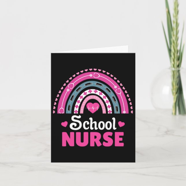 School Nurse Boho Rainbow  Card (Front)