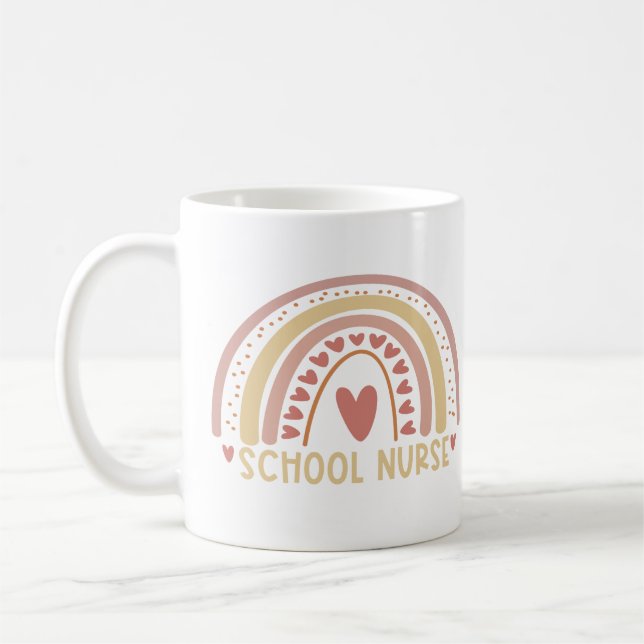 School Nurse Boho Rainbow Cute Nursing Student  Coffee Mug (Left)