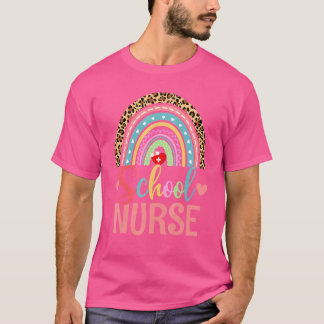 School Nurse Boho Rainbow Leopard Nurse Week 1 T-Shirt