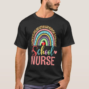 School Nurse Boho Rainbow Leopard Nurse Week 2022 T-Shirt