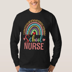 School Nurse Boho Rainbow Leopard Nurse Week 2022  T-Shirt