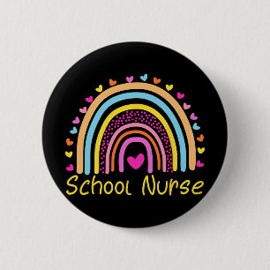 School Nurse Boho Rainbow Nurse Day Byck To School 6 Cm Round Badge