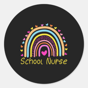 School Nurse Boho Rainbow Nurse Day Byck To School Classic Round Sticker