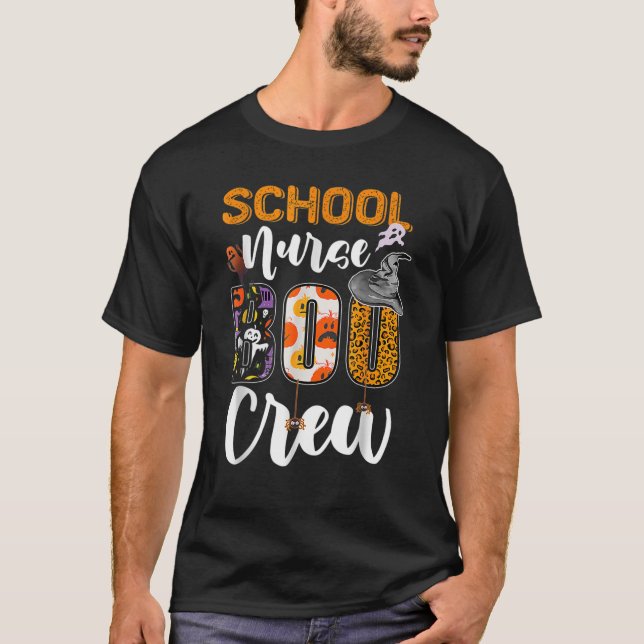 School Nurse Boo Crew Funny RN Halloween Matching T-Shirt (Front)