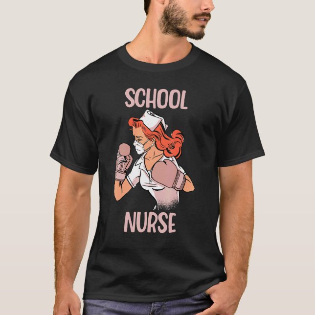 School Nurse Boxing Gloves Fighter T-Shirt (Front)