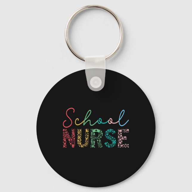 School Nurse Byck To School Nurse Elements Graphic Key Ring (Front)