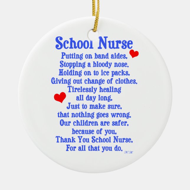 School Nurse Ceramic Tree Decoration (Front)