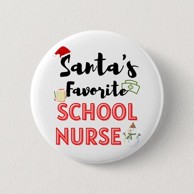 School Nurse Christmas 6 Cm Round Badge (Front)