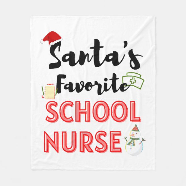 School Nurse Christmas Fleece Blanket (Front)