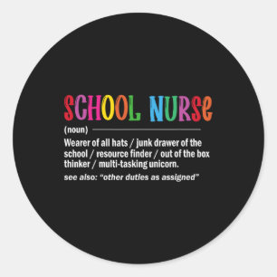 School Nurse Definition Byck To School Fun  Classic Round Sticker