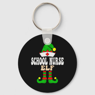 School Nurse Elf Xmas Matching Family Group Christ Key Ring