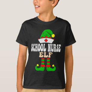 School Nurse Elf Xmas Matching Family Group Christ T-Shirt