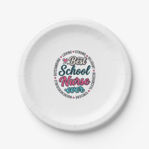 School Nurse Ever Vintage Engraving Shirt Design_1 Paper Plate