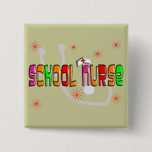 School Nurse Gifts & T-Shirts 15 Cm Square Badge