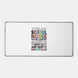 School Nurse Heard It All Funny Teacher Shirt Desi Desk Mat