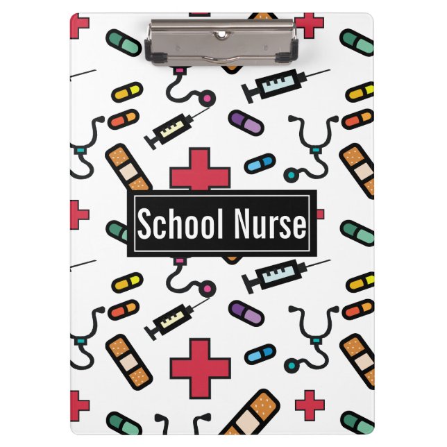 School Nurse Medcial Pattern Nurses Clipboard (Front)