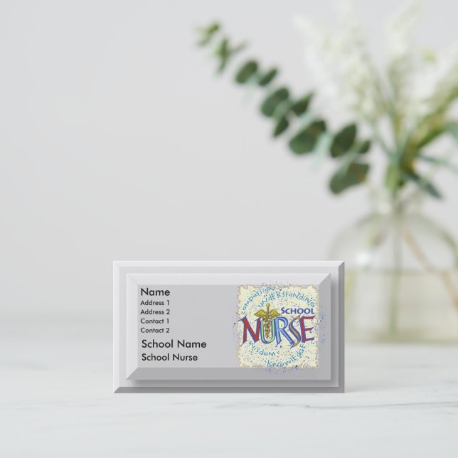 School Nurse Motto Business Card (Standing Front)