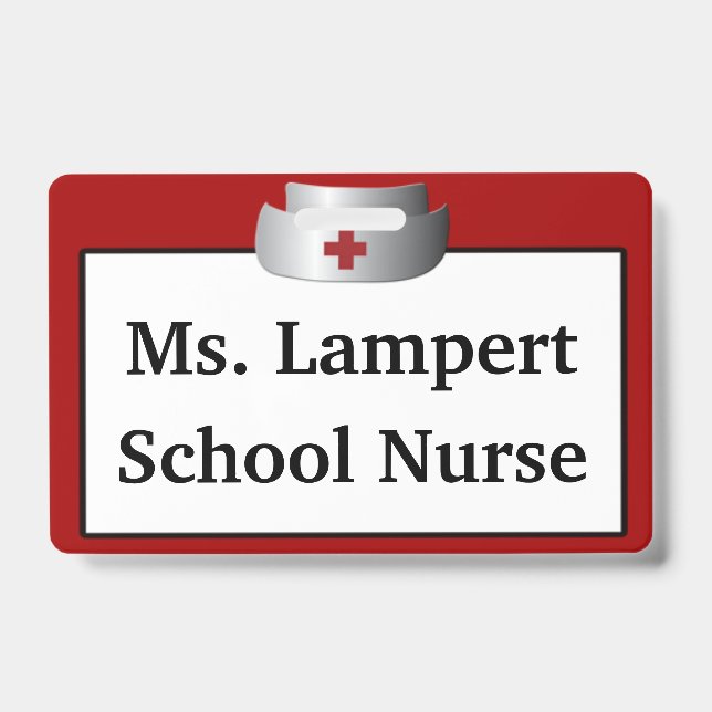 School Nurse Name Badge ID Badge (Front)