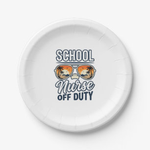 School Nurse Off Duty Vintage Sunglasses Shirt_1 Paper Plate