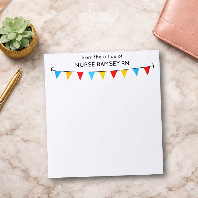 School Nurse or Teacher Colourful Bunting Flags Notepad (Creator Uploaded)