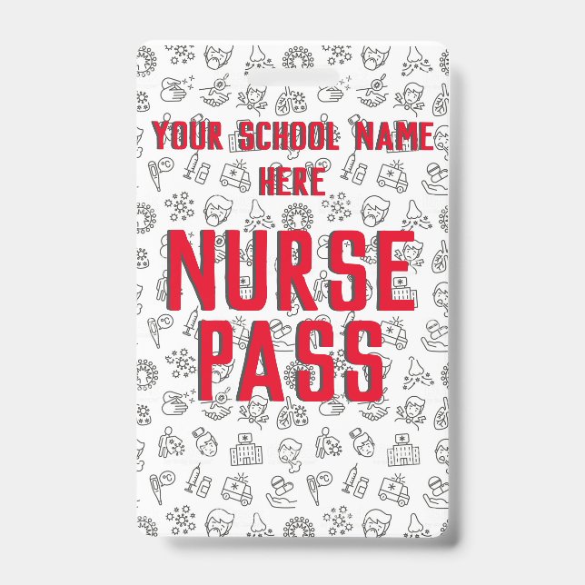 School Nurse Pass, Customisable ID Badge (Front)