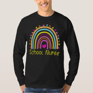 School Nurse Rainbow Love Heart T-Shirt