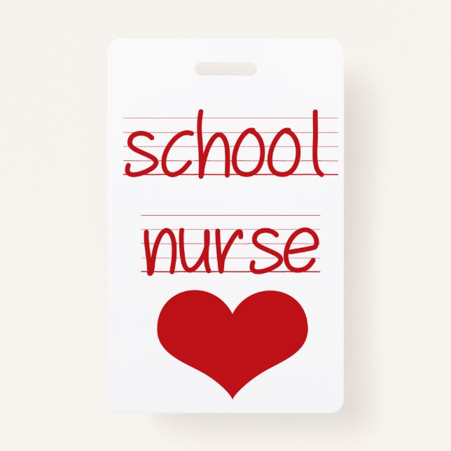 School Nurse, School Hall Pass, health center pass ID Badge (Front)
